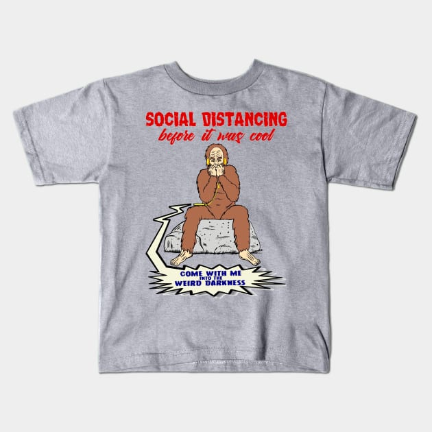 Social Distancing Bigfoot Kids T-Shirt by marlarhouse